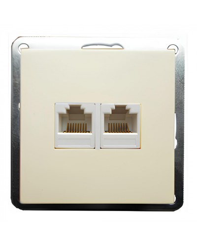 Розетка телефонная двойная 2хRJ-11 с накладкой (бежевый) LK60 (865601) в Домодедово Розетки компьютерные и телефонные Pintop.ru