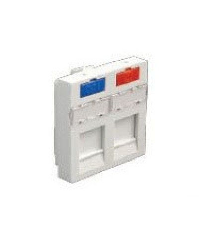 Лицевая панель (накладка) информационной розетки, 45х45 мм, 2 входа Экопласт (87002) в Домодедово Розетки компьютерные и телефонные Pintop.ru