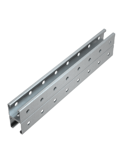 Страт-профиль двойной 41х41 L2300 мм s:1,5 (тройная перфорация) HD КМ-Профиль (2STP41-41-2300 3P HD) в Домодедово Аксессуары для лотков Pintop.ru