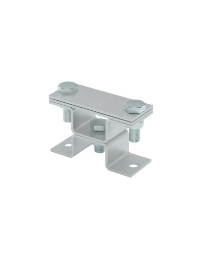 Универсальный держатель на мостовой опоре двойной для полосы до 40 мм с 2 пластинами TD КМ-профиль (XUDMO2-B40 TD) в Домодедово Аксессуары для лотков Pintop.ru