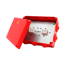 Коробка распределительная огнестойкая КРОПС-П4, IP54, габаритные размеры 150х110х70 мм, для кабелей сечением до 4 мм2, 4 клеммы КМ-Профиль (FRJB-KM-P4-4-04-КРОПС-IP54)