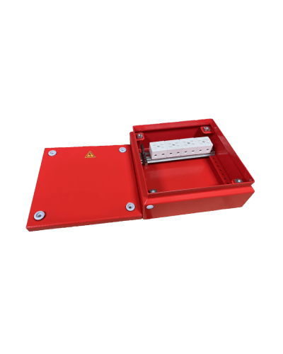 Коробка распределительная огнестойкая КРОПС, IP65, габаритные размеры 200х200х80 мм, для кабелей сечением до 25 мм2, 4 клеммы КМ-Профиль (FRJB-KM-ST6-25-04-КРОПС-IP65) в Домодедово Распределительные коробки Pintop.ru