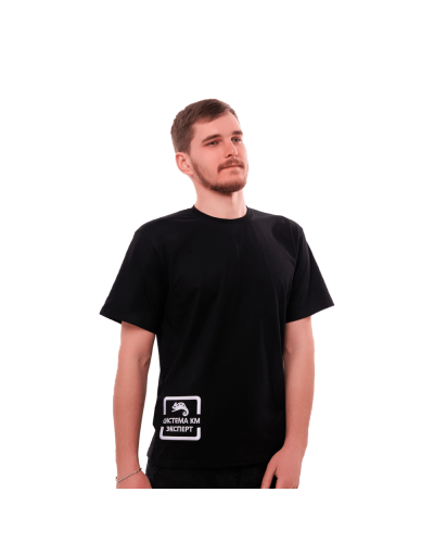Футболка с логотипом СИСТЕМА КМ размер L черная КМ-профиль (T-shirt-KM-L-black) в Домодедово Монтажные материалы Pintop.ru