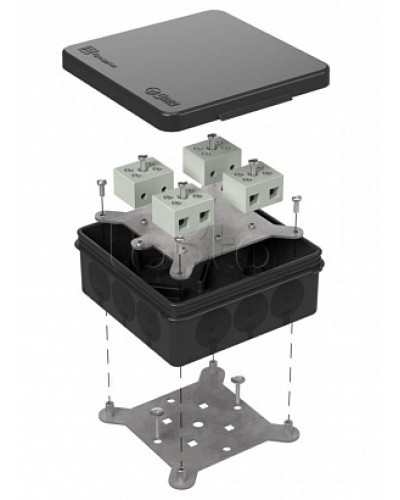 Коробка огнестойкая для о/п двухкомпонентная 60-0303-9005-FR10.0-8 Е15-Е120 100х100х40 Промрукав (60-0303-9005-FR10.0-8) в Домодедово Огнестойкие кабельные линии Pintop.ru