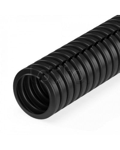 Труба гофр ПА негорючая (НГ) ст к ультраф разрезная черная dвн 7 мм, dнар 10 мм (10м/уп) Промрукав (PR02.0324) в Домодедово Труба гофрированная Pintop.ru