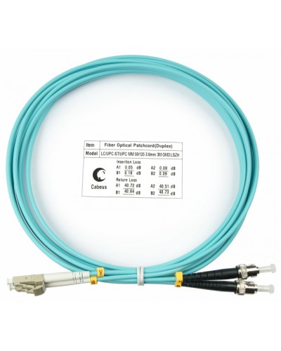 Шнур оптический duplex LC-ST 50/125 mm OM3 3м LSZH Cabeus FOP-50-LC-ST-3m в Домодедово Патч-корды и пигтейлы Pintop.ru