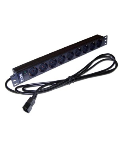 Блок розеток 19 9 шт. без выключателя, 10A 250V, шнур питания с вилкой C14, 3.0 м TWT TWT-PDU19-10A9P4-3.0 в Домодедово Блоки розеток Pintop.ru