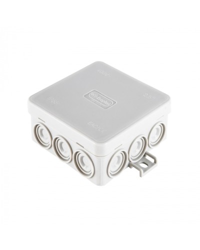 Коробка огн. E110, о/п 85х85х38мм, без галогена, 12 вых., IP55, 4P, серый Экопласт (43155HF-GR) в Домодедово Распределительные коробки Pintop.ru