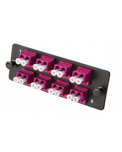 Комплект планка Q-SLOT с 8 адаптерами дуплекс LC OM4, монтажные шнуры, КДЗС Eurolan (38M-40-2L-08BL) в Домодедово Кроссы оптические Pintop.ru