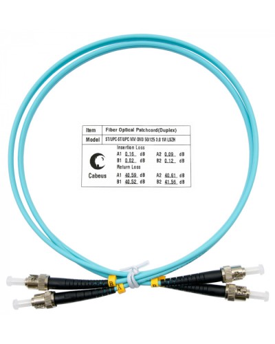 Шнур оптический duplex ST-ST 50/125 mm OM3 1м LSZH Cabeus FOP-50-ST-ST-1m в Домодедово Патч-корды и пигтейлы Pintop.ru