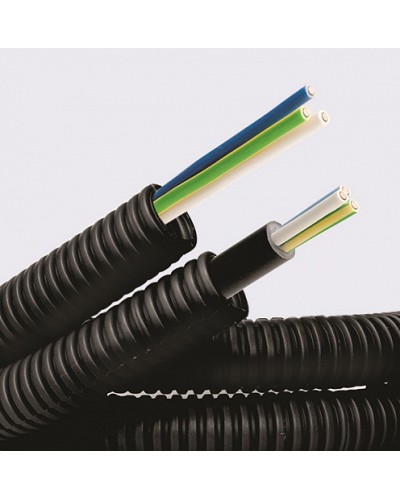 Электротруба ПНД гибкая гофр. д.20мм, цвет черный, с кабелем ВВГнг(А)-LS 3х2,5мм² РЭК ГОСТ+, 100м DKC 7S720100 в Домодедово Труба гофрированная Pintop.ru