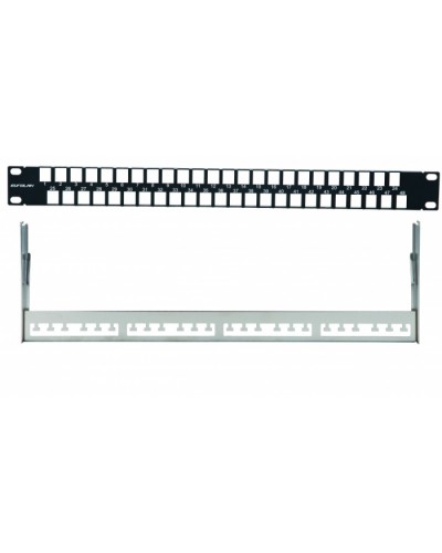 Наборная коммутационная панель 19”, 1U, 48 портов UTP/FTP Eurolan (27F-00-48BL) в Домодедово Патч-панели Pintop.ru