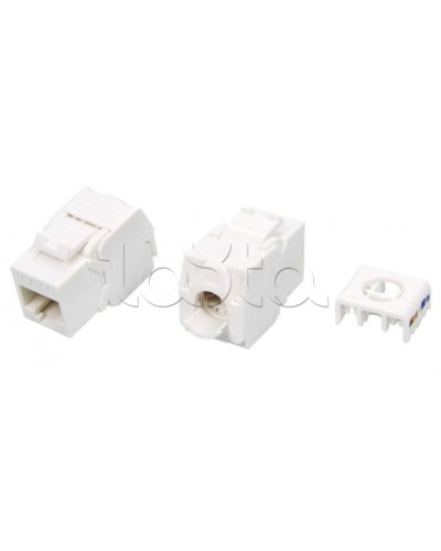 Вставка Keystone Jack RJ-45(8P8C) Hyperline KJ8-8P8C-C6-180-TLS-WH в Домодедово Модули Keystone Pintop.ru