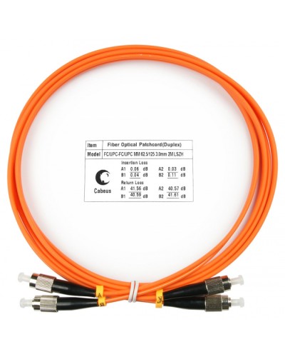 Шнур оптический duplex FC-FC 62,5/125 mm 1,5м LSZH Cabeus FOP-62-FC-FC-1,5m в Домодедово Патч-корды оптические Pintop.ru