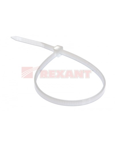Хомут-стяжка нейлоновый 4х300 мм белый (100шт/уп) REXANT 07-0300 в Домодедово Стяжки-хомуты Pintop.ru