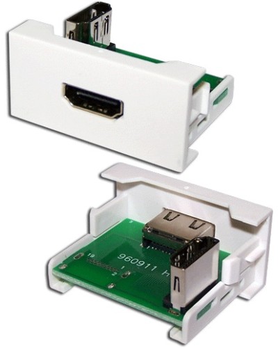 Вставка Mosaic 22.5x45 с адаптером HDMI 90 градусов, мама, белая LANMASTER (LAN-WA-LP-HD90F-WH) в Домодедово Коннекторы и разъемы Pintop.ru