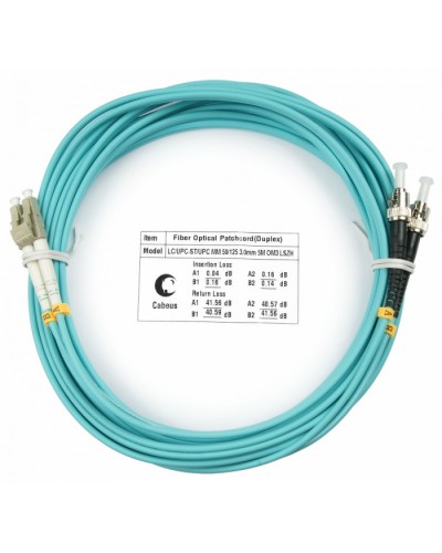 Шнур оптический duplex LC-ST 50/125 MM OM3 20 м LSZH Cabeus FOP-50-LC-ST-20M в Домодедово Патч-корды и пигтейлы Pintop.ru