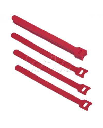 Хомут для кабеля, липучка с мягкой застежкой, 180x14 мм, красный (10 шт.) Cabeus CLAMP-180-RD в Домодедово Стяжки-хомуты Pintop.ru