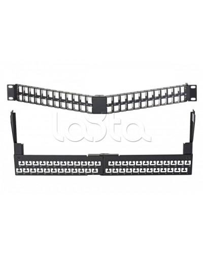 Коммутационная угловая панель 19” наборная, FTP, 1U, 48 портов, черный Eurolan (27A-00-48-01BL) в Домодедово Патч панель Pintop.ru