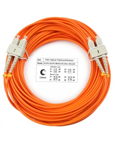 Шнур оптический duplex SC-SC 62,5/125 mm 20м LSZH Cabeus FOP-62-SC-SC-20m в Домодедово Патч-корды оптические Pintop.ru