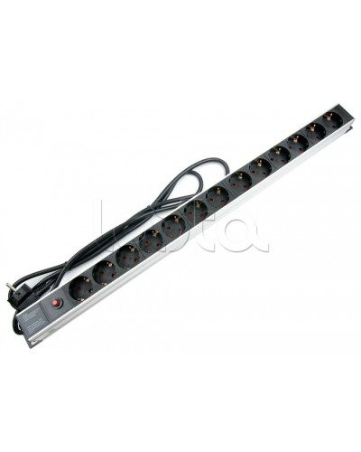 Блок евророзеток для 19 шкафов, 13 розеток, фильтр, 16 A Cabeus PDU-13P-F-2EU в Домодедово Блоки розеток Pintop.ru