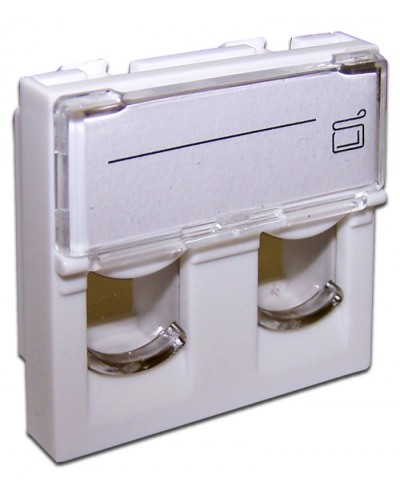 Вставка 45x45 на 2 модуля, со шторкой и увеличенным окном маркировки, белая LANMASTER (LAN-SIP-24L-WH) в Домодедово Коннекторы и разъемы Pintop.ru