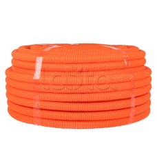Труба гофр. ПНД тяжелая с протяжкой d25 мм (50 м) оранжевая EKF-Plast (tpnd-25-to)