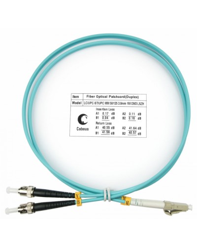 Шнур оптический duplex LC-ST 50/125 MM OM3 1 м LSZH Cabeus FOP-50-LC-ST-1M в Домодедово Патч-корды и пигтейлы Pintop.ru
