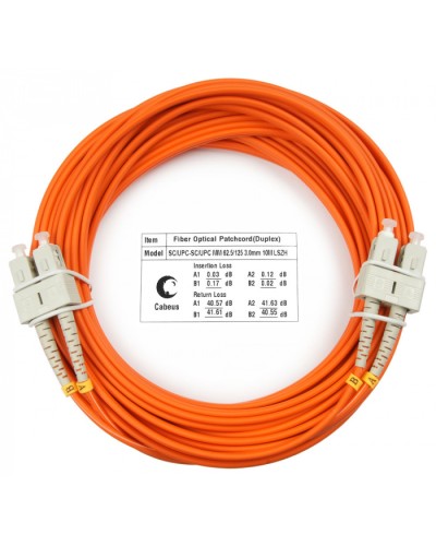 Шнур оптический duplex SC-SC 62,5/125 mm 10м LSZH Cabeus FOP-62-SC-SC-10m в Домодедово Патч-корды оптические Pintop.ru