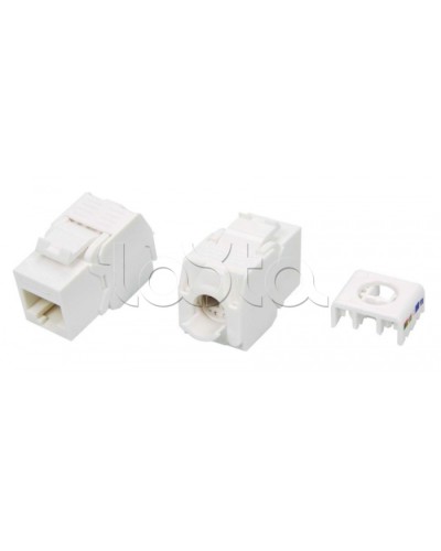 Вставка Keystone Jack RJ-45(8P8C) Hyperline KJ8-8P8C-C5e-180-TLS-WH в Домодедово Модули Keystone Pintop.ru