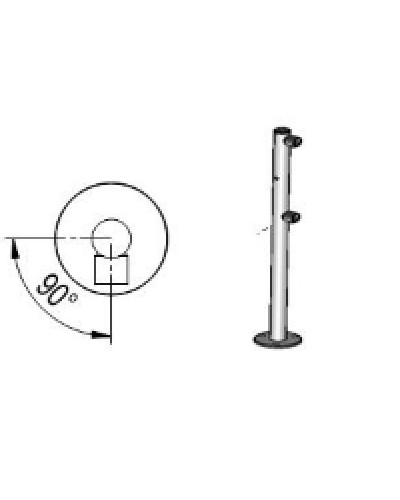 Стойка ограждения с отверстием под фиксатор L-образная, 2 муфты справа Oxgard Стойка ограждения с отверстием под фиксатор L-образная, 2 муфты справа (ВЗР 1996.09.62) в Домодедово Ограждения Pintop.ru