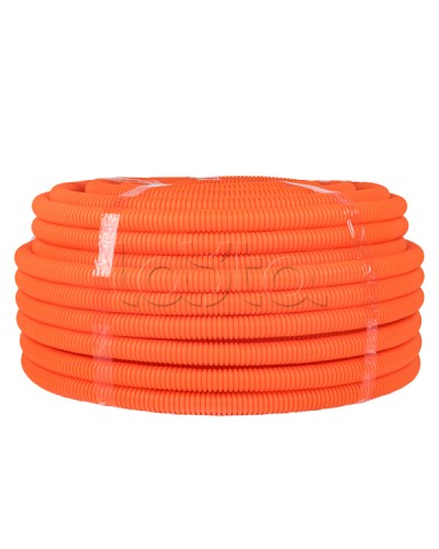 Труба гофр. ПНД тяжелая с протяжкой d25 мм (50 м) оранжевая EKF-Plast (tpnd-25-to) в Домодедово Труба гофрированная Pintop.ru