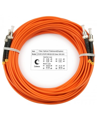 Шнур оптический duplex ST-ST 62,5/125 mm 20м LSZH Cabeus FOP-62-ST-ST-20m в Домодедово Патч-корды оптические Pintop.ru